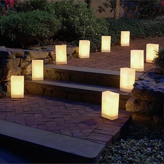LumaBase 318100 Plastic Luminaria Lanterns, White, Pack of 100