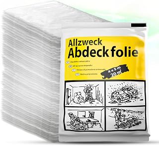 ToolSpace 50er Set Abdeckfolie 4x5m PE-Folie Transparente Malerfolie