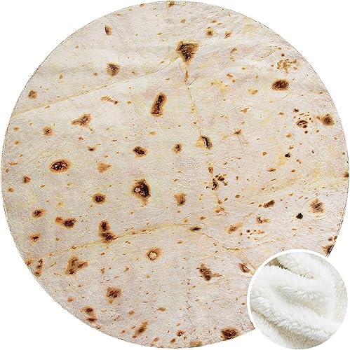 Miniatura 55 de Manta gigante CASOFU con diseño de tortilla de harina, manta de tortilla para tu familia, suave y cómoda manta de franela para adultos