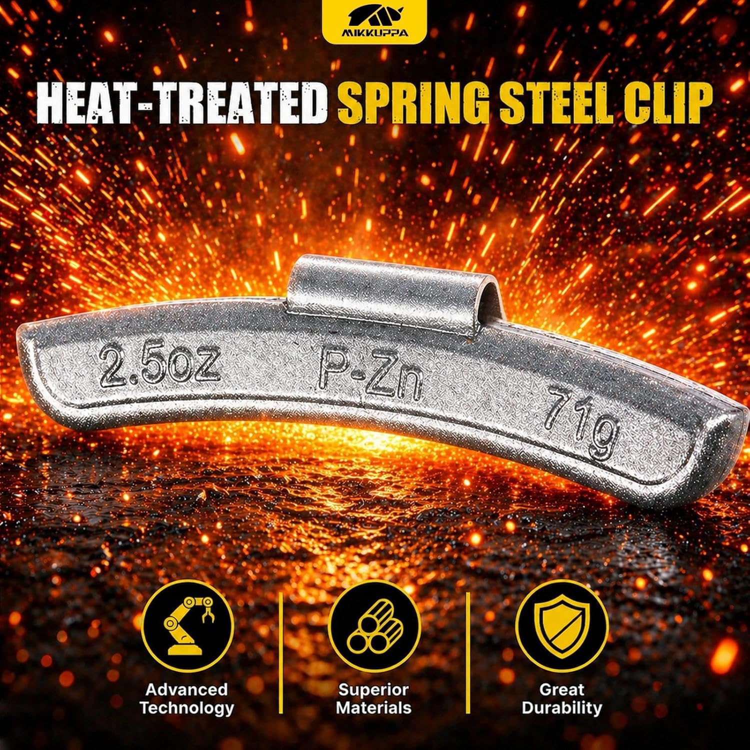 MIKKUPPA 80Pcs P Series Zinc Clip on Wheel Weights Assortment, 0.25 oz, 0.5 oz, 0.75oz, 1 oz 15 pcs Each Size, 1.25 oz, 1.5 oz, 2 oz, 2.5 oz 5pcs Each Size Fit for Steel Wheel