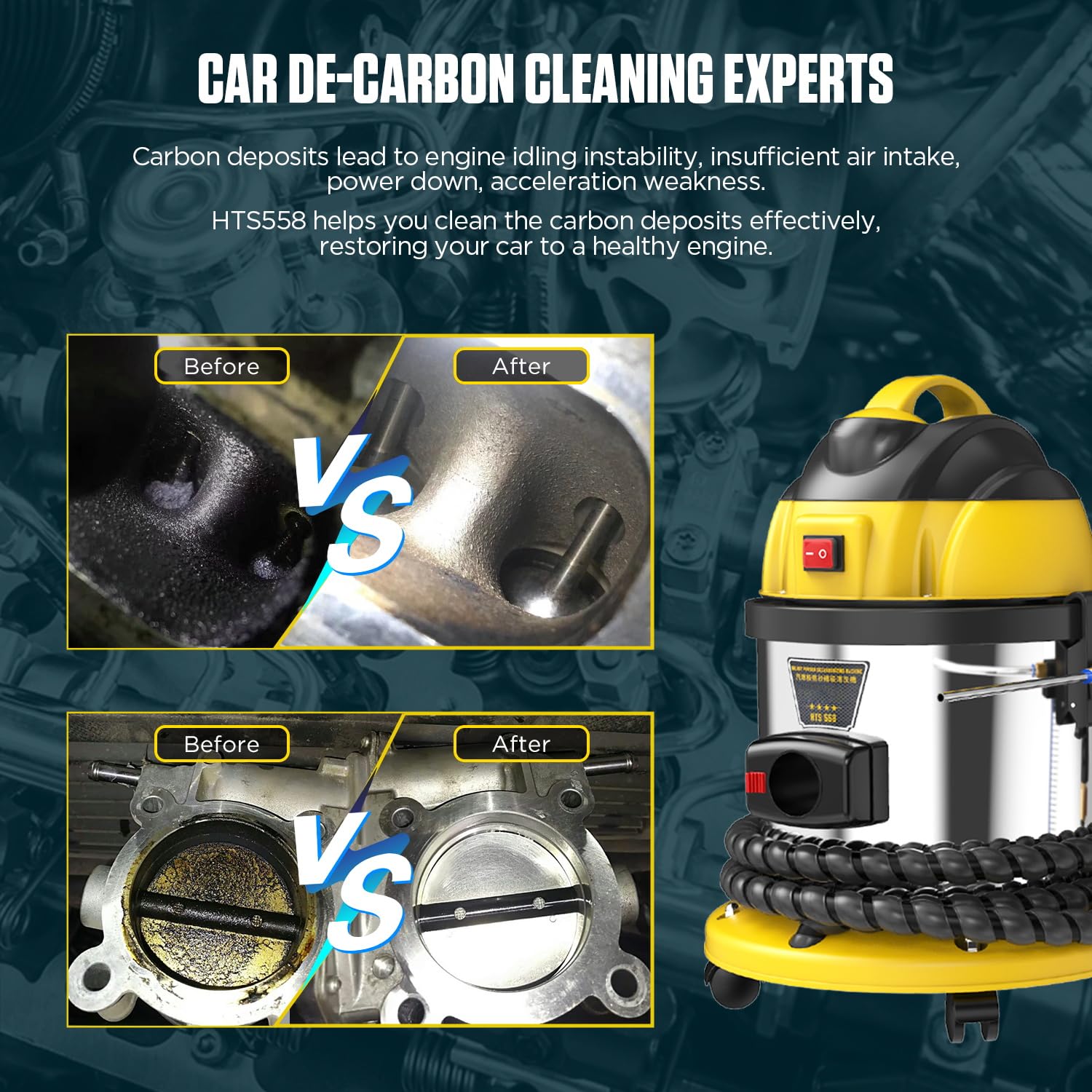 LINXINO Walnut Blaster Cleaner, HTS558 Automotive Engine Intake Pipe Valve Cleaning Machine, 110V Walnut Sand DE-Carbon Cleaner, Valvetronic System Walnut Powder Sand Carbon Deposits Cleaner