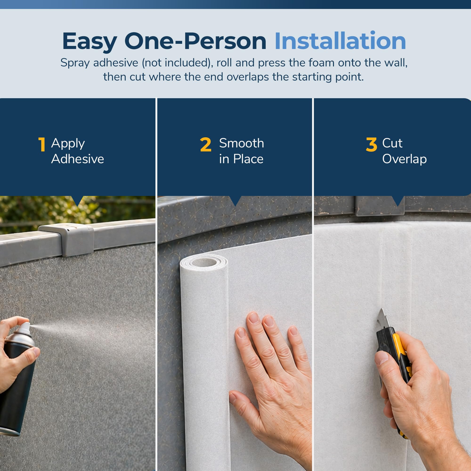Blue Wave Closed Cell Pool Wall Foam for Above Ground Pools 48-in x 75-ft x 18-in High-Density Padding Insulating Liner Barrier Reduces Heat Loss and Prevents Wear and Tear White product thumbnail 4