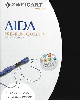 Precut Zweigart Stern-Aida 14 Count Black 3706/720. Needlework Canvas, Cross Stitch Fabric, Embroidery Canvas 100% Cotton