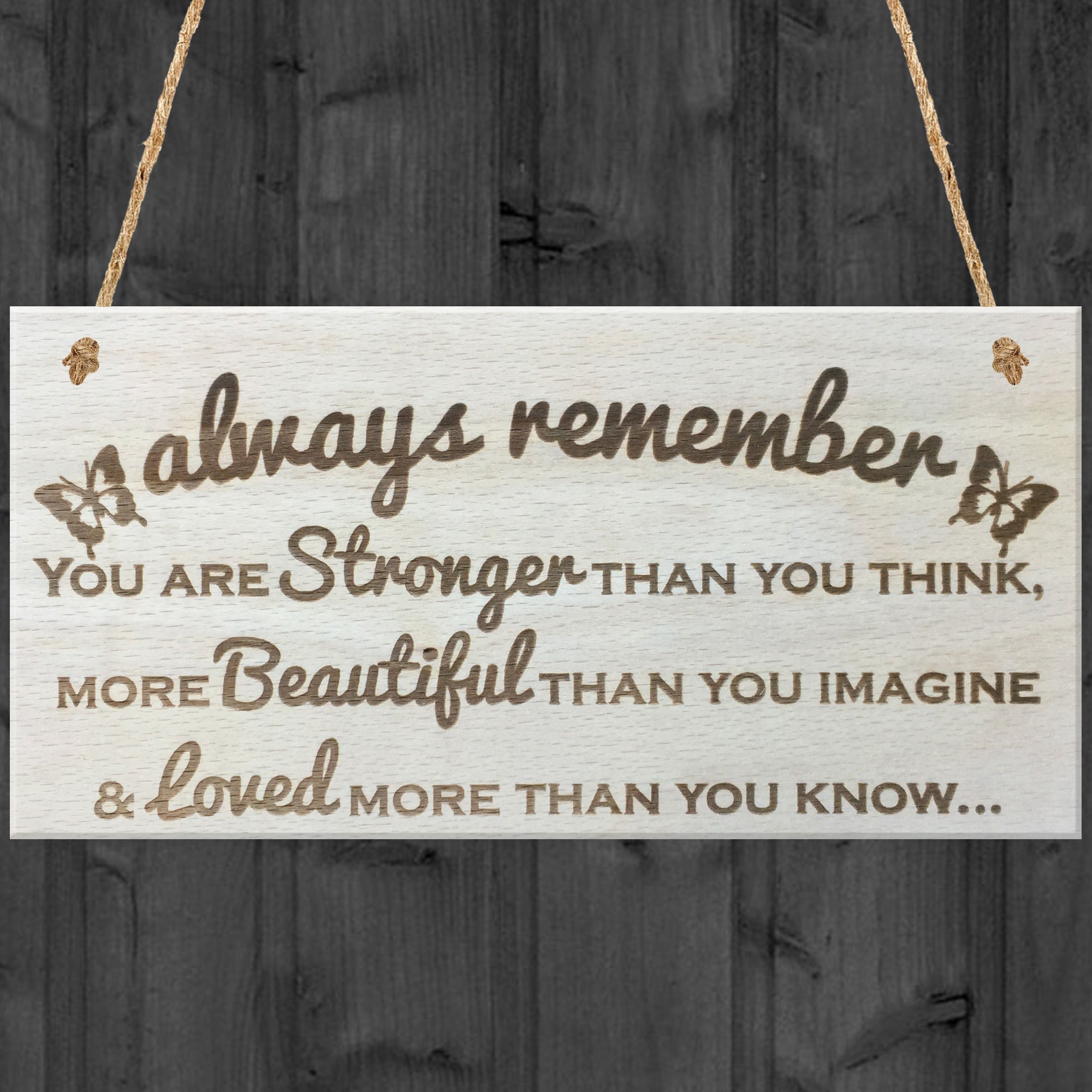 Red Ocean Always Remember Wooden Sign | Inspirational Quote Plaque | Strong Beautiful Loved Gift | Positive Home Decor