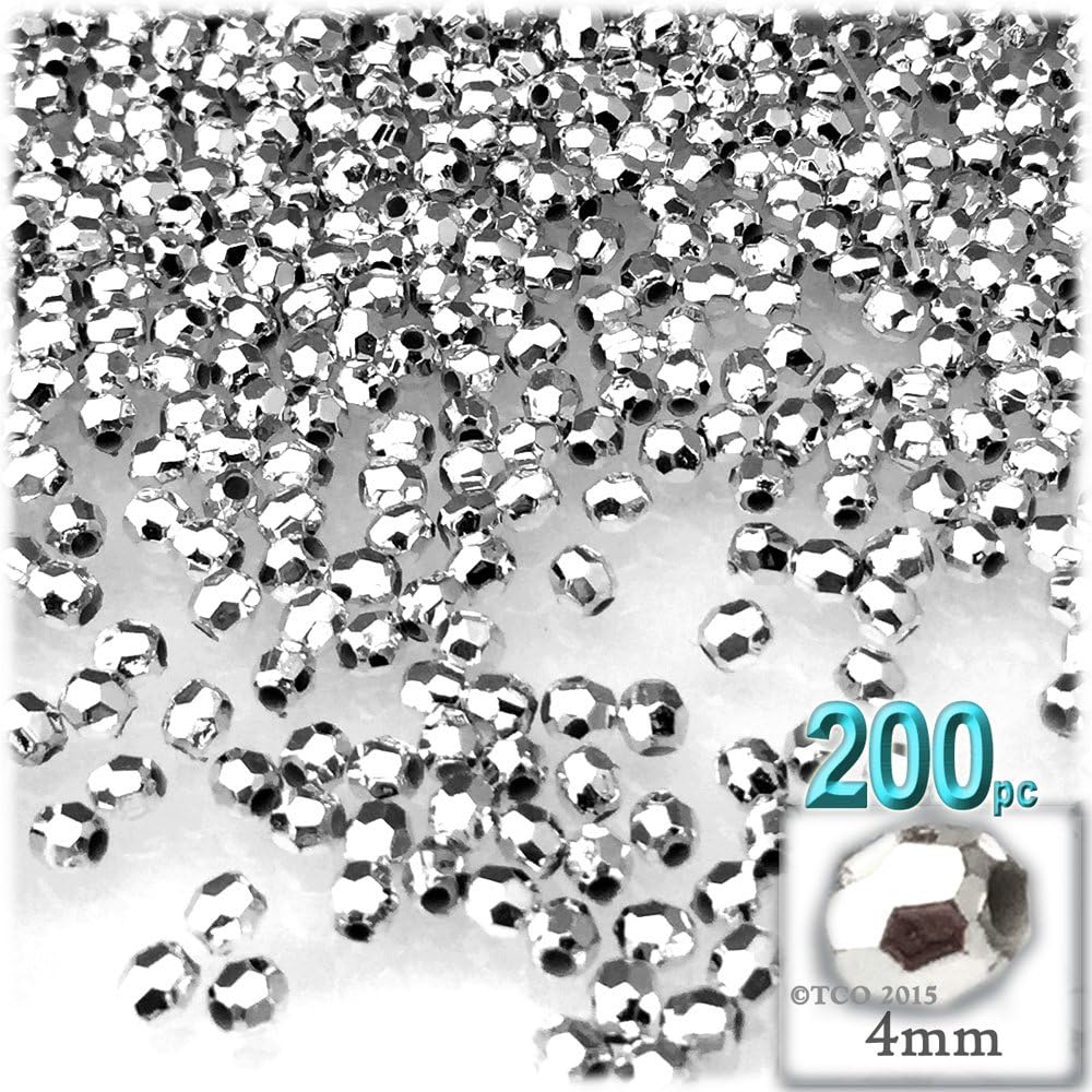 The Crafts Outlet, 5,000-pc Metallic Spacer Beads, Silver Plated, Faceted Finding, 4mm, Silver