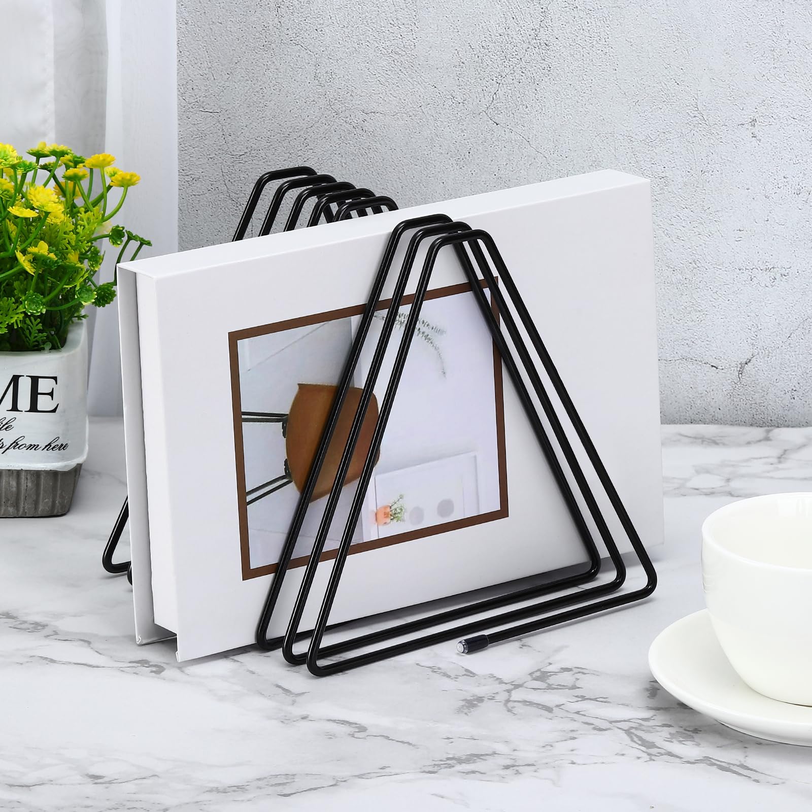 YOKIVE 2 Pcs Desktop File Holder, Triangle Record Magazine Rack Bookshelf, Keep Storing Books - Image 4