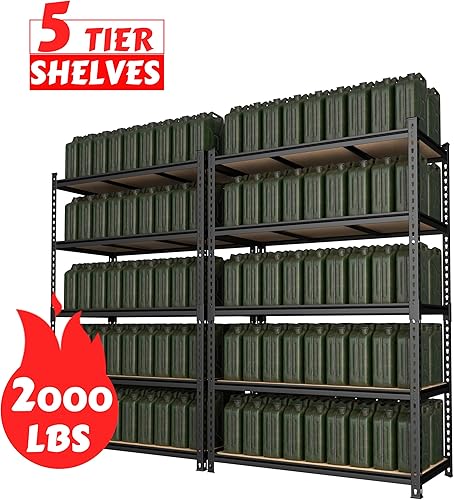 Miniatura 8 de BlueWish Estante de almacenamiento de garaje de 2000 libras, estantes ajustables resistentes de 24 x 48 x 72 pulgadas, estantes de utilidad con 5