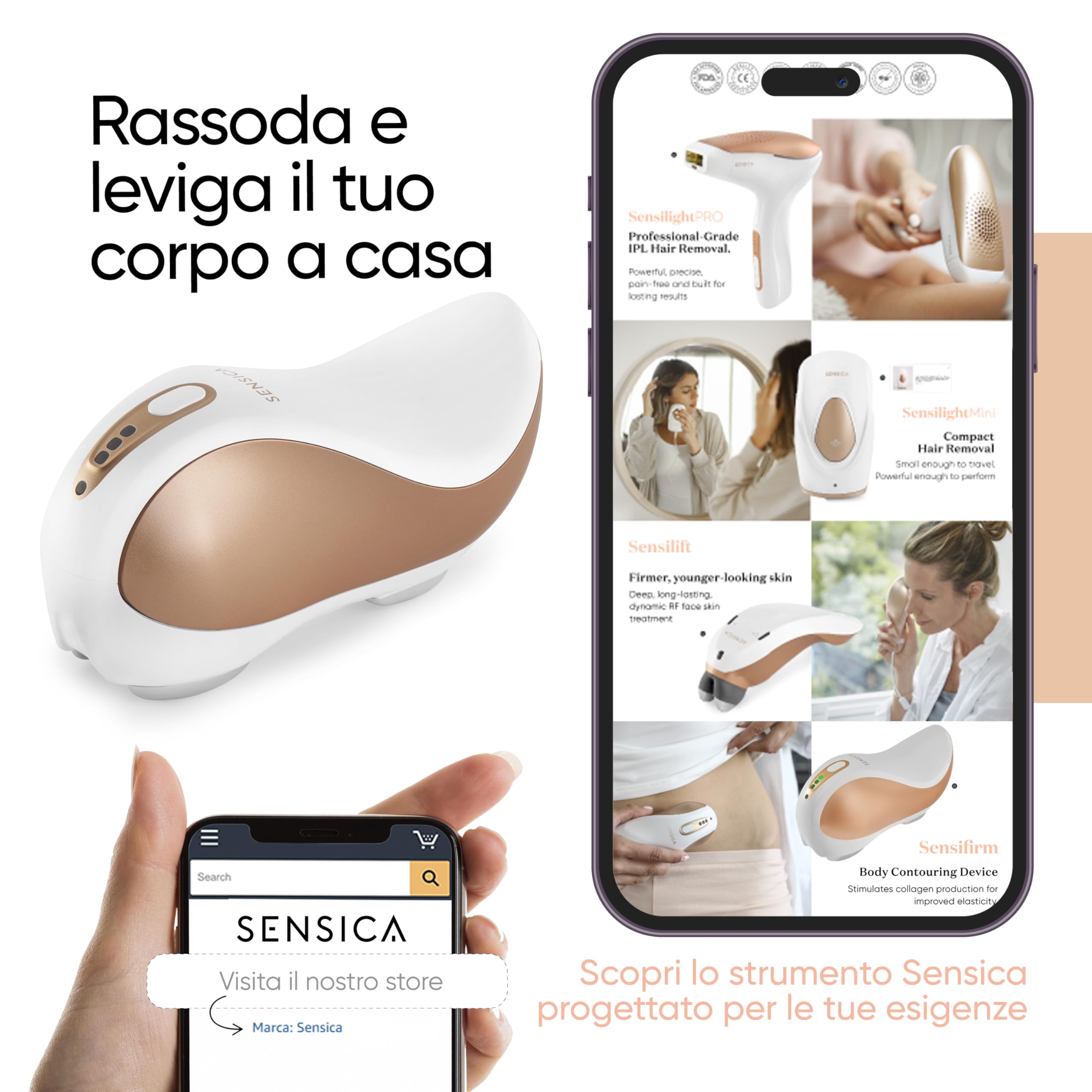 Sensica Sensifirm Dispositivo Radiofrequenza Corpo – Contro Cellulite, Rassodamento Cutaneo e Rimodellamento per Cosce e Glutei, Leviga e Tonifica, Macchina RF Professionale Uso Domestico