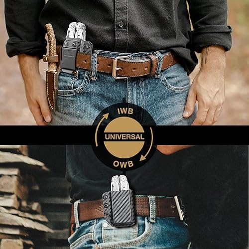 Miniatura 5 de Kydex - Funda multiherramienta para cuero de alta tensión, se adapta a LEATHERMAN Surge multiherramienta, multiherramienta no incluida (negro),