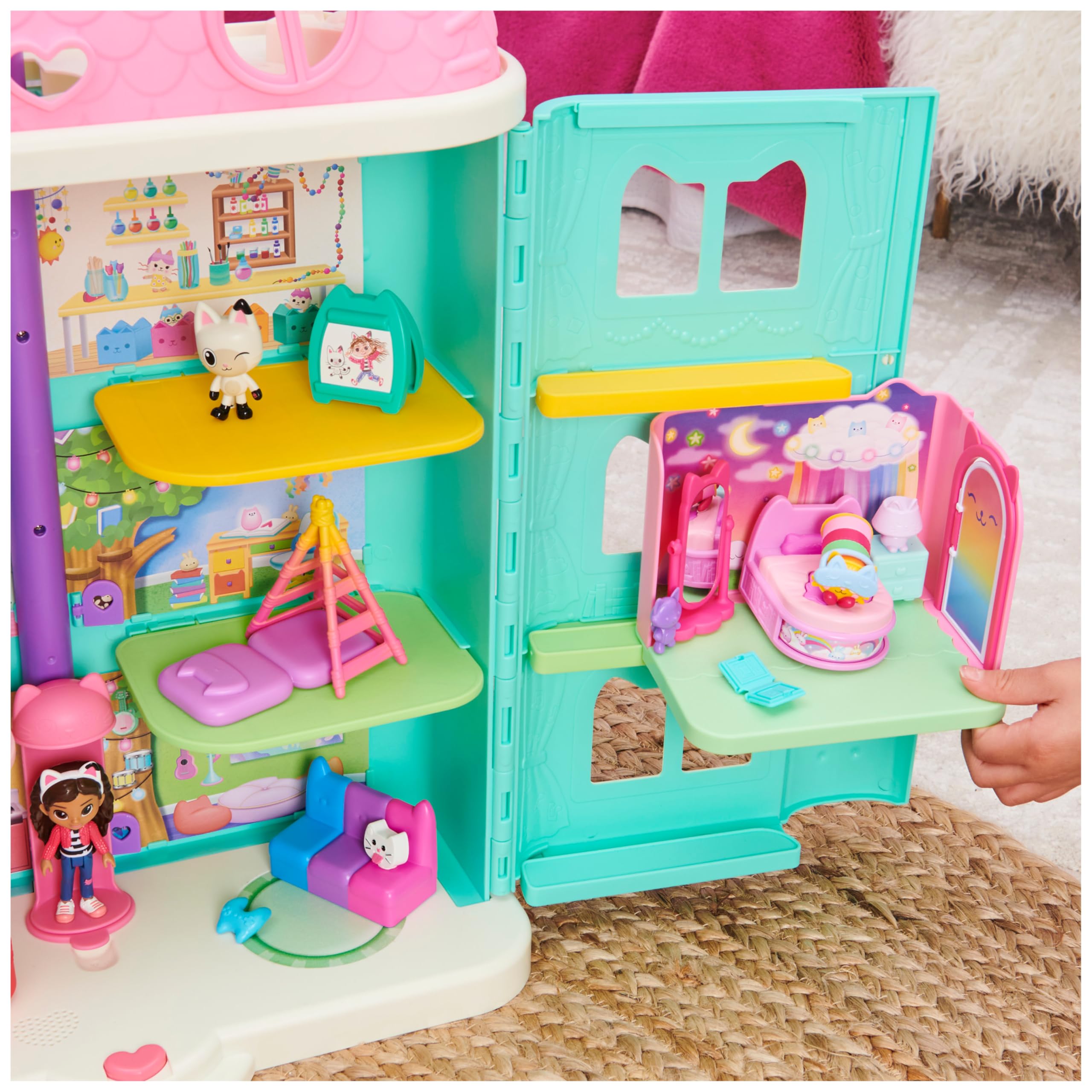 La Casa De Muñecas De Gabby - Dormitorio De Sueñigata Con 1 Figura Sueñigata, 3 Accesorios, 2 Caja Sorpresa Y 3 Muebles | Juguetes Niñas 3 Años O Más | Regalo Niña 3 Años O Más De Gaby Gato