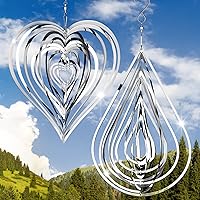 Vista 7 de Jetec 2 piezas de molinillos de viento reflectantes al aire libre de acero inoxidable pájaro carpintero dispositivos disuasorios de metal 3D