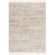 Madison Park Sophia Woven Turkish Area Rugs for Living Room, Diamond Trellis with Tassel, Indoor Dining Accent Modern Home D&eacute;cor, Ultra Soft Floor High Pile Carpets for Dining Room, 8' x 10' Cream