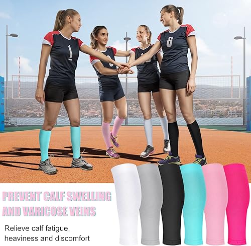Miniatura 5 de 6 pares de medias de compresión para pantorrilla sin pies manga de compresión elástica para piernas soporte de espinilleras para correr enfermera