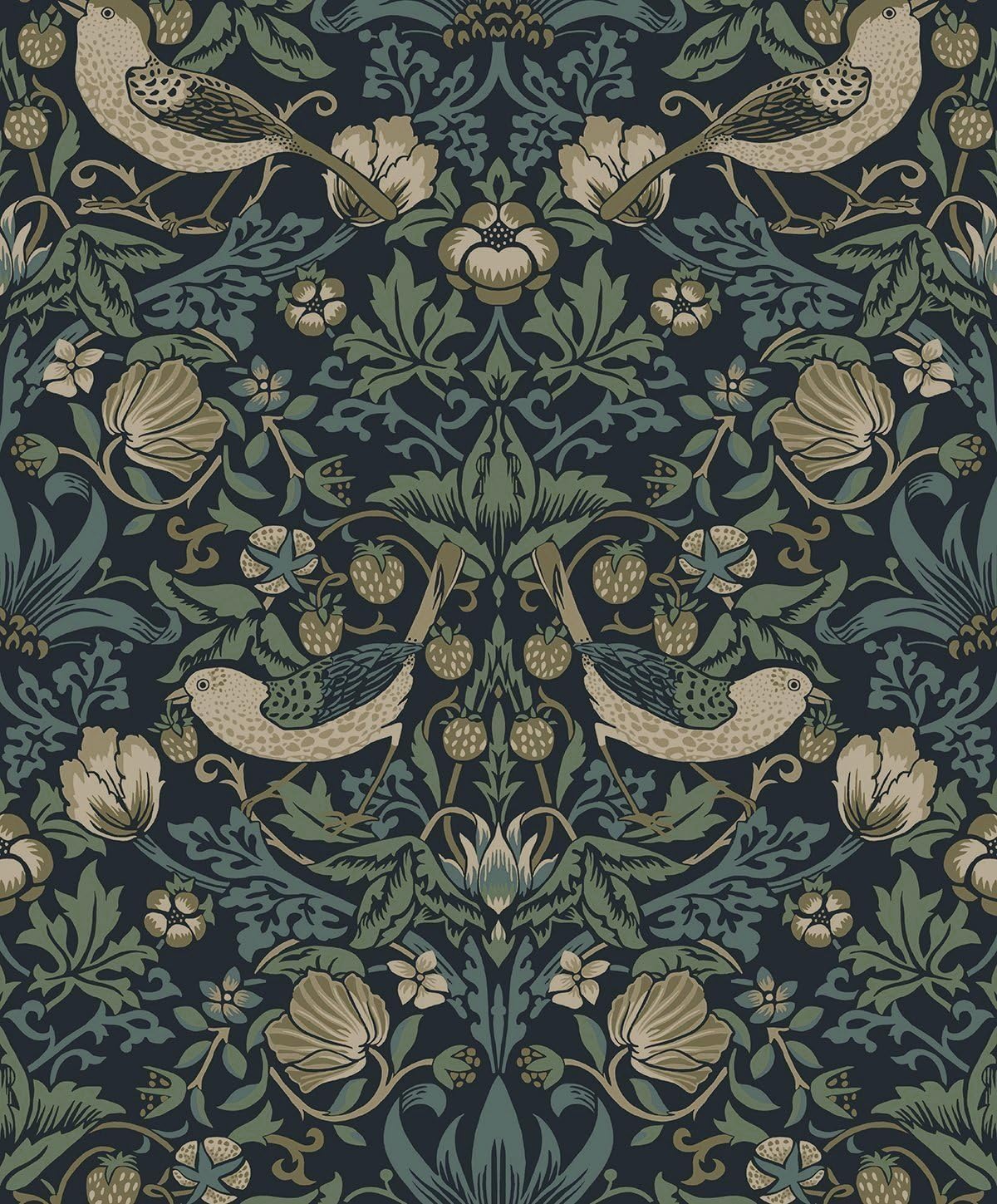 NextWall Strawberry Garden Vintage Peel and Stick Wallpaper (Blue)