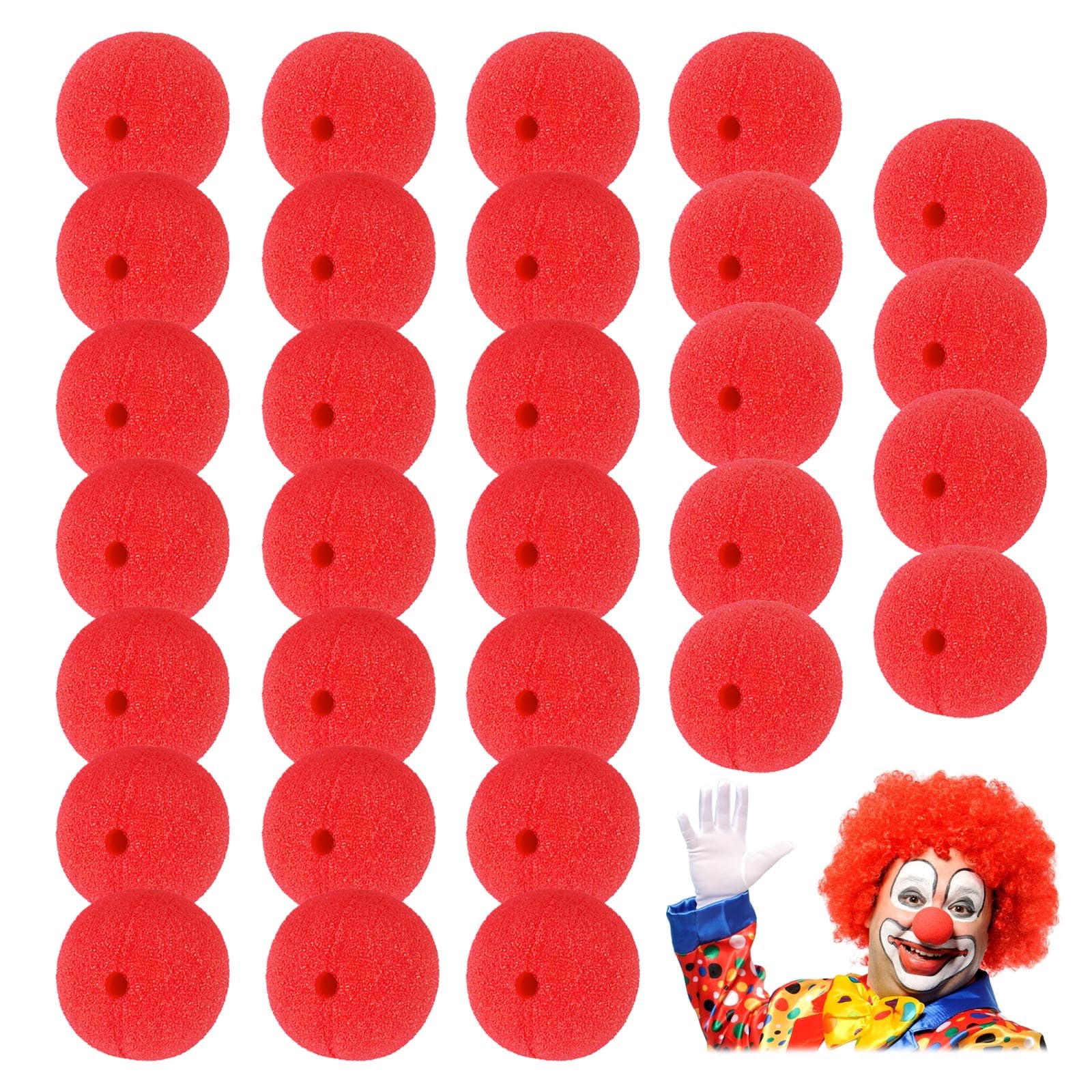 30PCS Red Clown Noses, Clowns Dressed Sponge Balls, Role-Playing, Party Props, Circus, Halloween, Christmas (5cm)