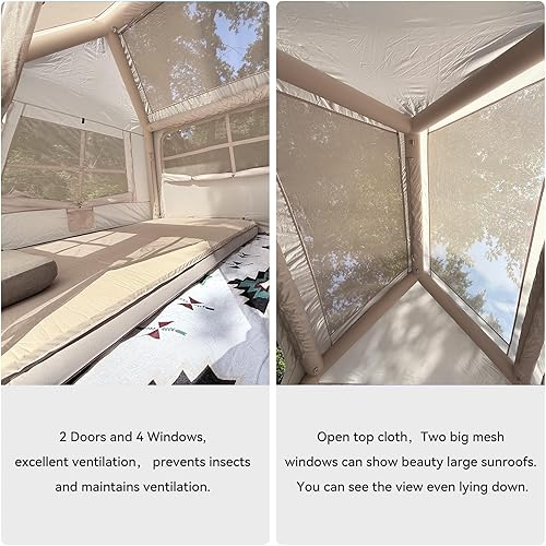 Miniatura 5 de Tienda de campaña inflable para 3-4 personas, tienda de campaña inflable con bomba de mano, fácil instalación, impermeable, tienda de campaña