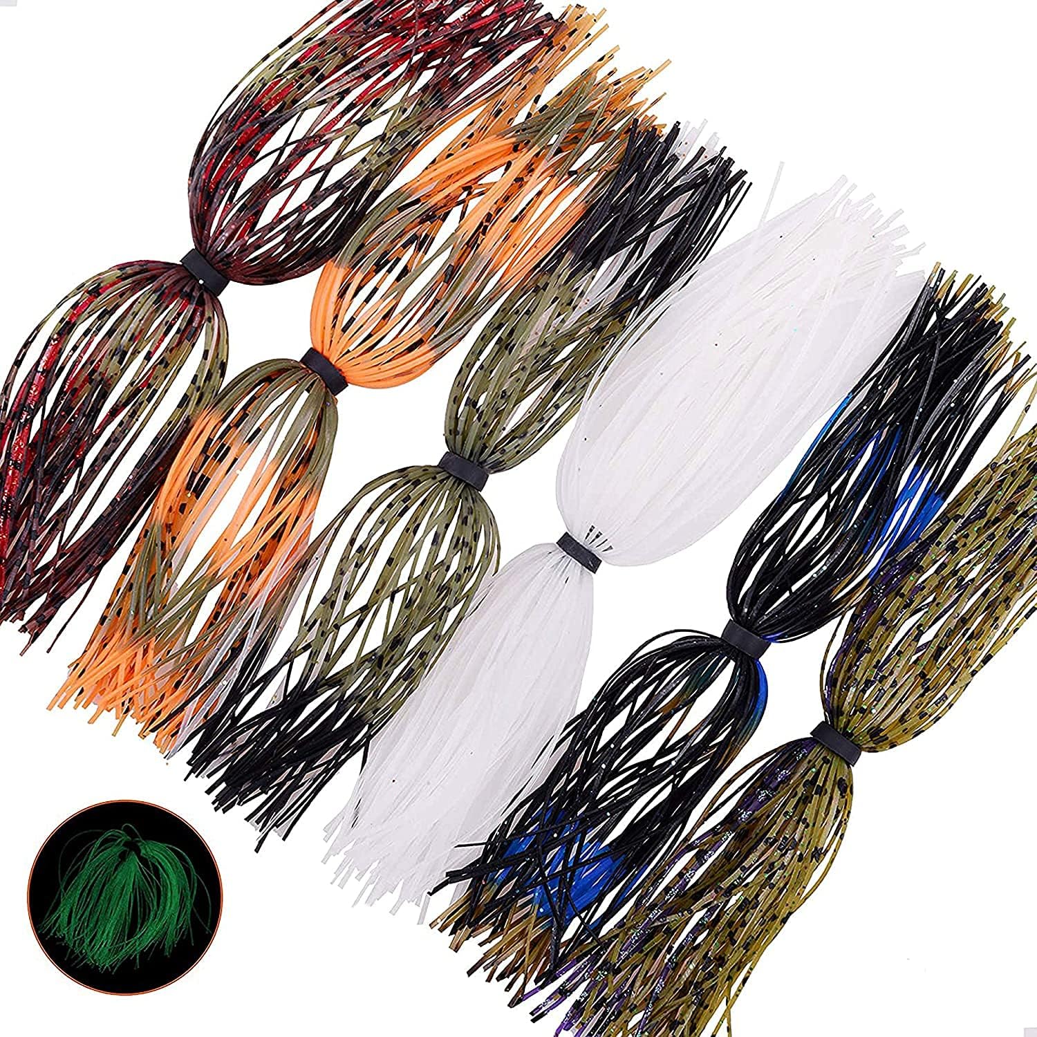 Silicone Jig Skirts DIY Rubber Fishing bass Jig Lures 6/18/30 Bundles