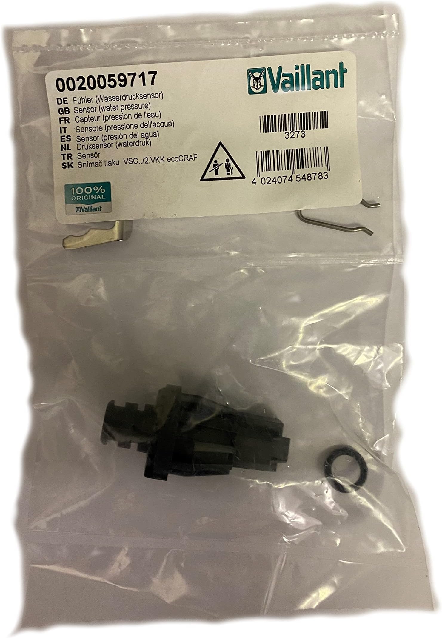 VAILLANT ECOTEC EXCLUSIVE 832 838 WATER PRESSURE SENSOR 0020059717 WAS 253595