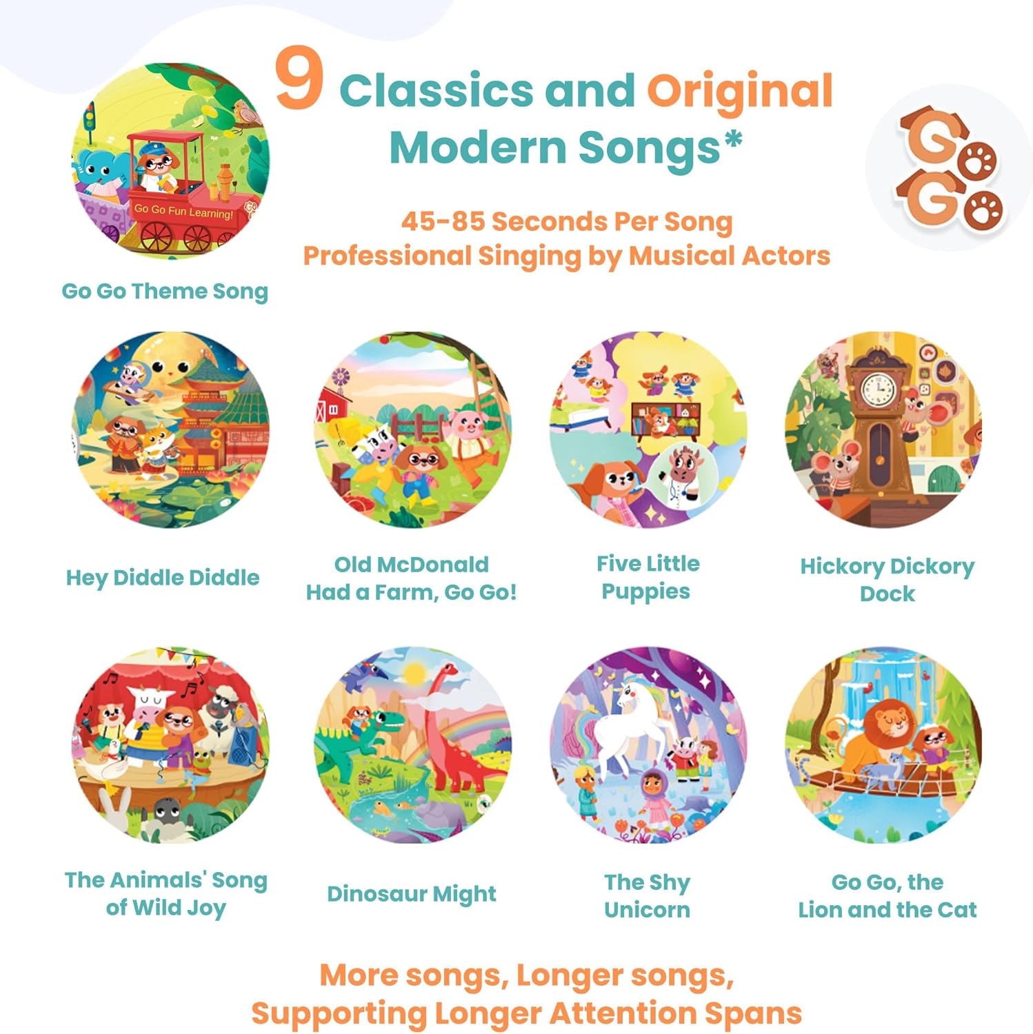 GO GO 9 Creative Animal Nursery Rhymes: Interactive Book for 1 Year Old, Sound Books for Toddlers 1-3, Musical Books for Toddlers 1-3, Music Book for Toddlers 1-3, Baby Books with Sound, Singing Books - Image 5