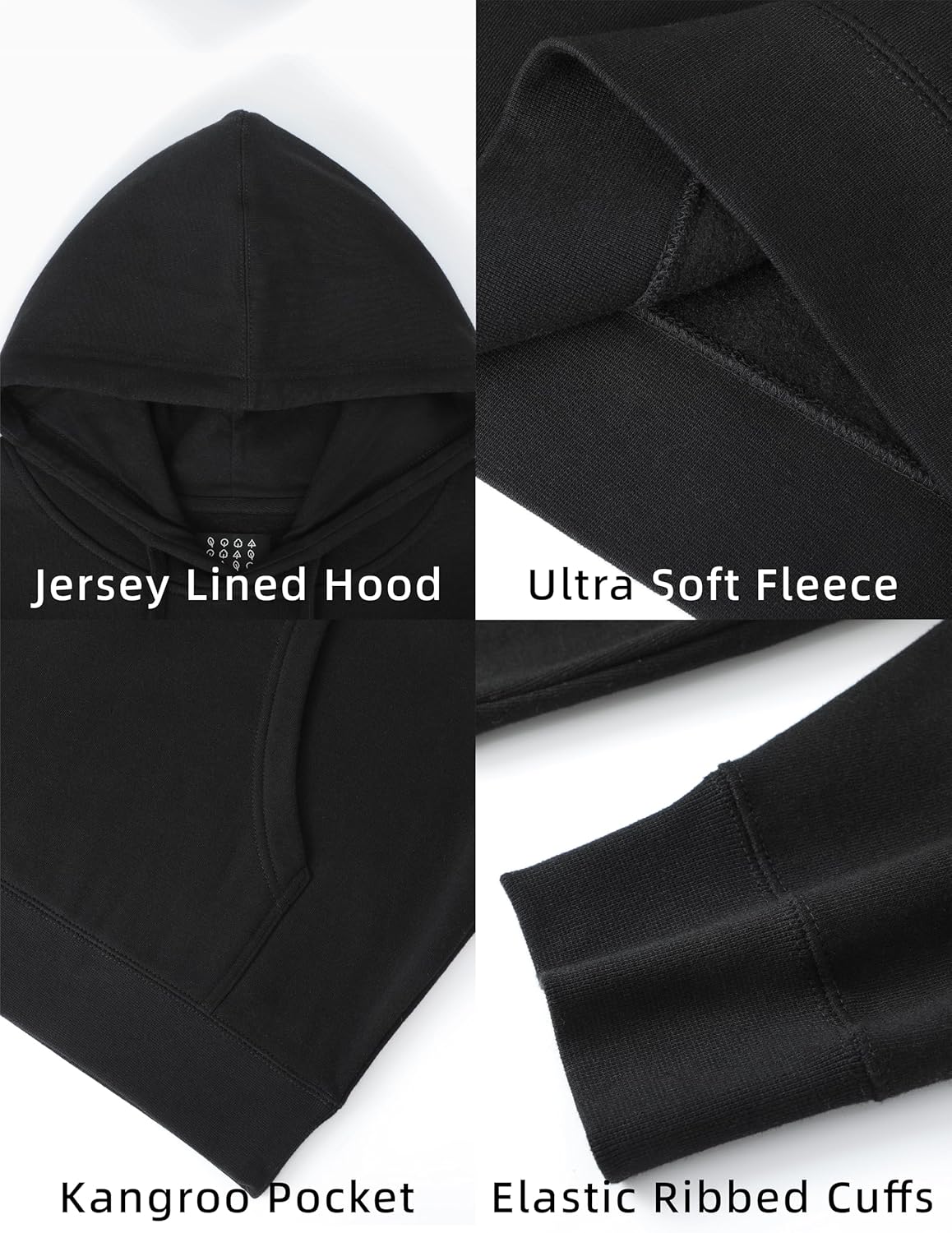 Casual Fleece Hoodie for Men with Pockets, Plain Soft Pullover Back Label Hooded Sweatshirt Unisex