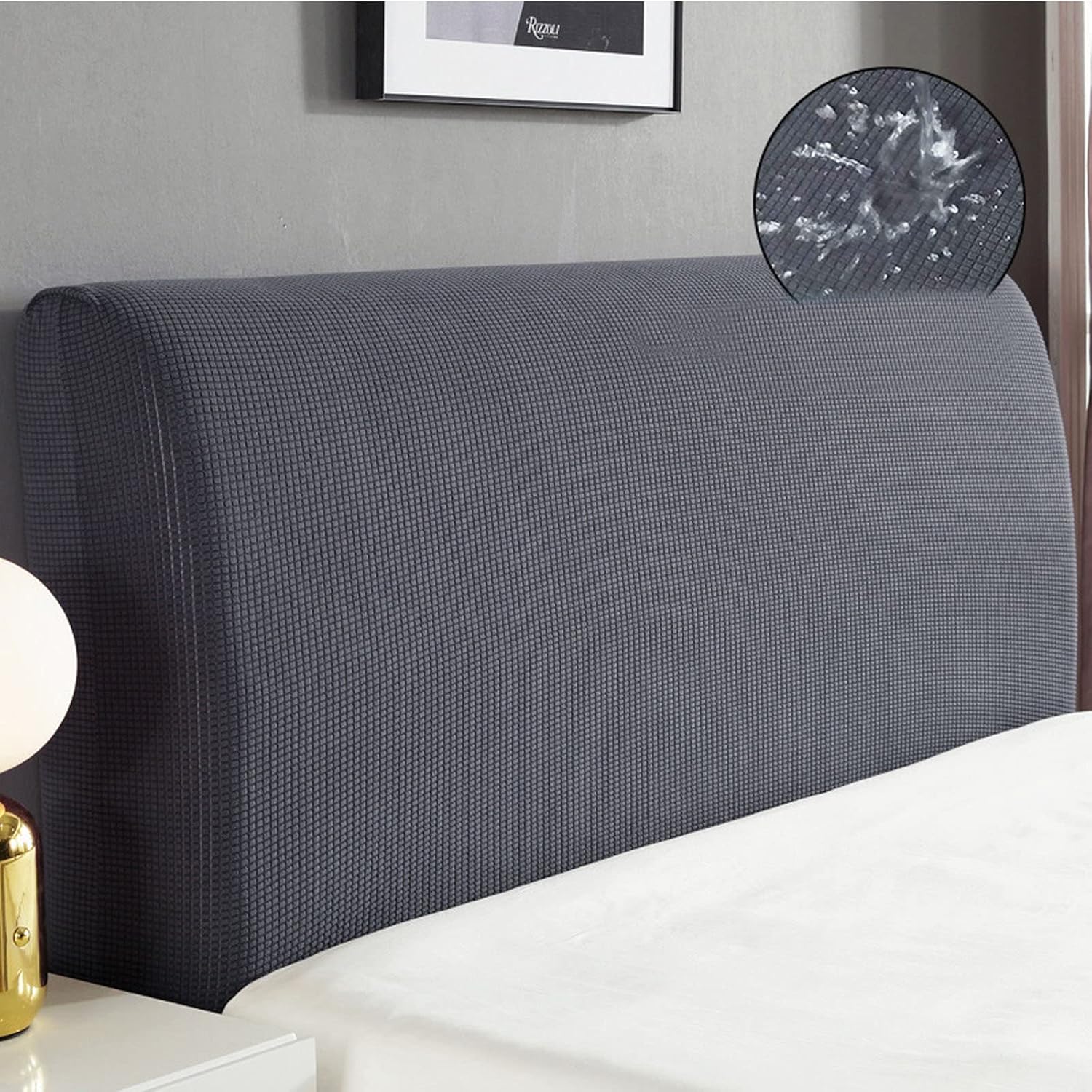Waterproof Bed Headboard Covers, Stretch Headboard Slipcover for Queen King Size Headboard Slipcover Dirtproof Protector for Bedroom Decoration (Dark Gray,220cm/86.6in)