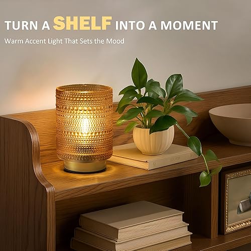 Miniatura 3 de Pequeña lámpara estética decorativa con temporizador para decoración de estantesmesita de camamesa auxiliar, lámparas de mesa inalámbricas a pilas