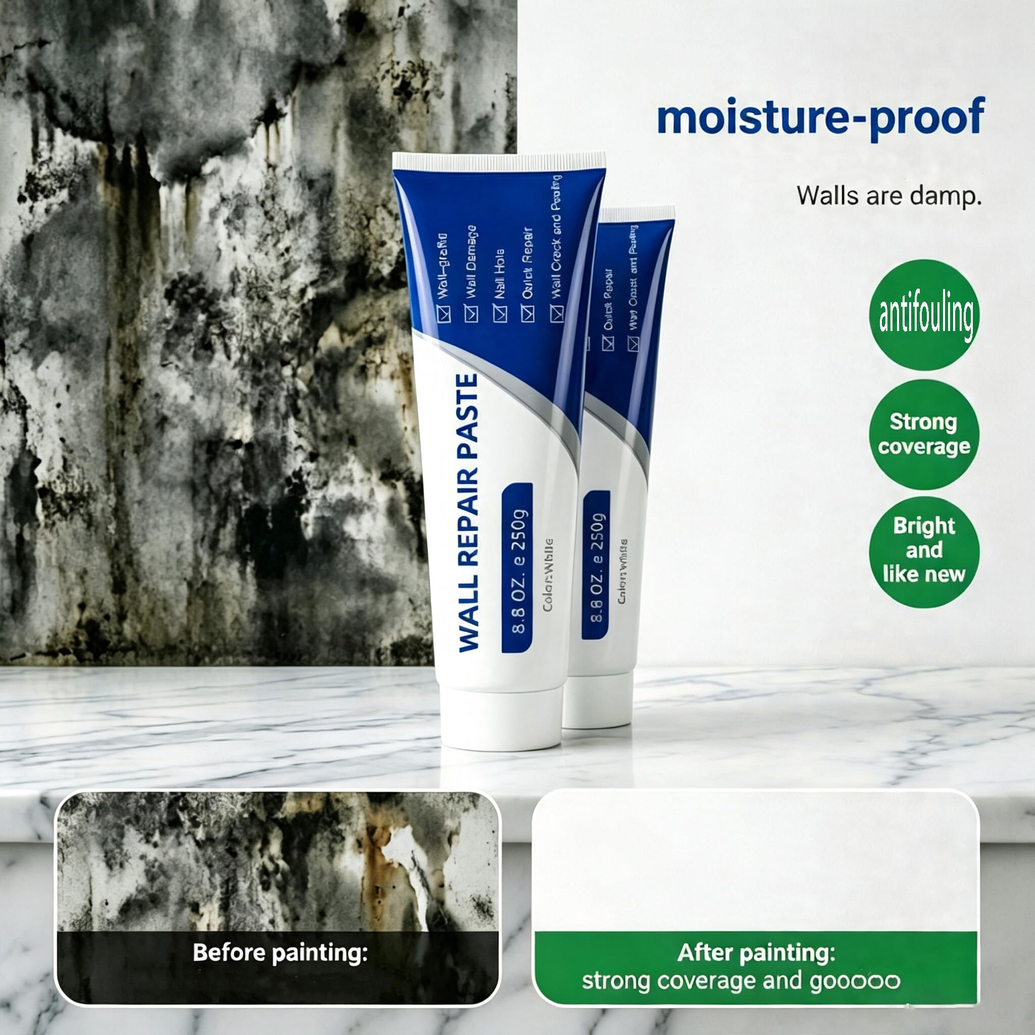 Stucco per riparazione pareti per fori e crepe (5pcs) | Questo kit fai-da-te include un raschietto e della carta vetrata, per riparare facilmente fori, crepe e ammaccature.