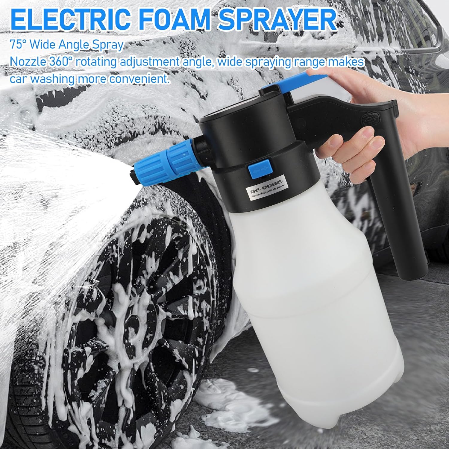 Electric Car Foam Sprayer, 1.5L High Pressure Electric Foamer Sprayer for Car Washing, USB Rechargeable Foaming Pump Sprayer for Car Home Garden