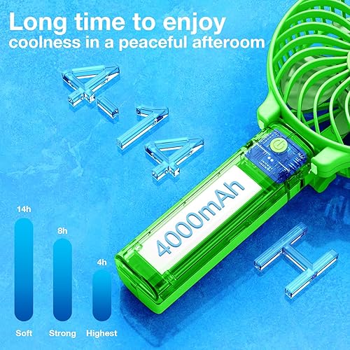 Miniatura 3 de VersionTECH. Mini ventilador de mano, ventilador de escritorio USB, pequeño ventilador de mesa portátil personal con USB recargable funciona con