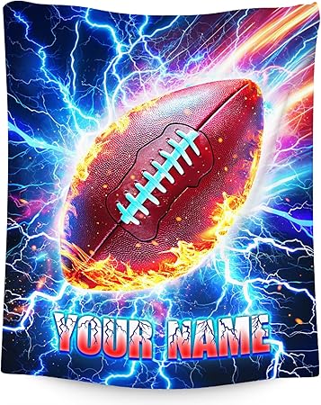 Football Blankets Gifts Custom Boys Blankets for Kids - Personalized Soft Throw Gifts for Adults Team Player (4 Sizes Choose)