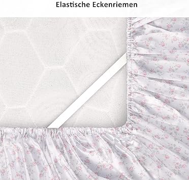 Lirex Satin Fitted Sheet 200 x 200 cm Silk Fitted Sheet Luxurious and Silky Smooth Soft Microfibre Bed Sheet for up to 35 cm Mattress Pink Flowers