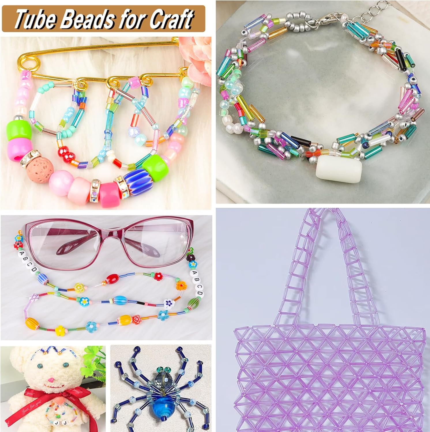 Bugle Beads, Multicolored Glass Tube Small Long Beads for DIY Bracelet Necklaces Crafting Jewelry Making Supplies for Adult Crafters, 7x2 mm, 7200pcs - Image 7