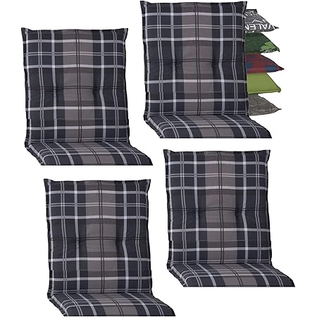 Gartenstuhlauflagen 7er Set - 6,5 Cm Komfort-Polster Anthrazit