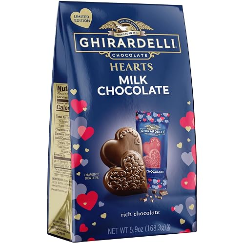 GHIRARDELLI Milk Chocolate Hearts, 5.9 oz Bag Premium Individually Wrapped