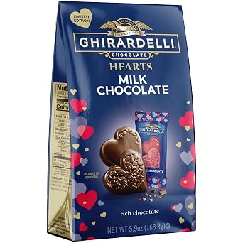 GHIRARDELLI Milk Chocolate Hearts, 5.9 oz Bag Premium Individually Wrapped Valentines Day Chocolate Candy Hearts