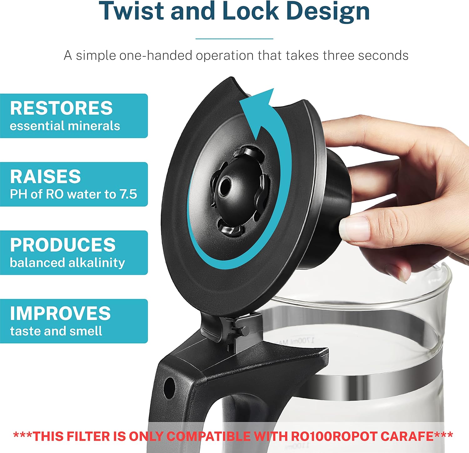 Bluevua Remineralization Filter for RO100ROPOT, Alkaline Water Pitcher Filters for Better Taste and Smell. Remineralize and Increase pH for Pure Drinking Water - Image 3