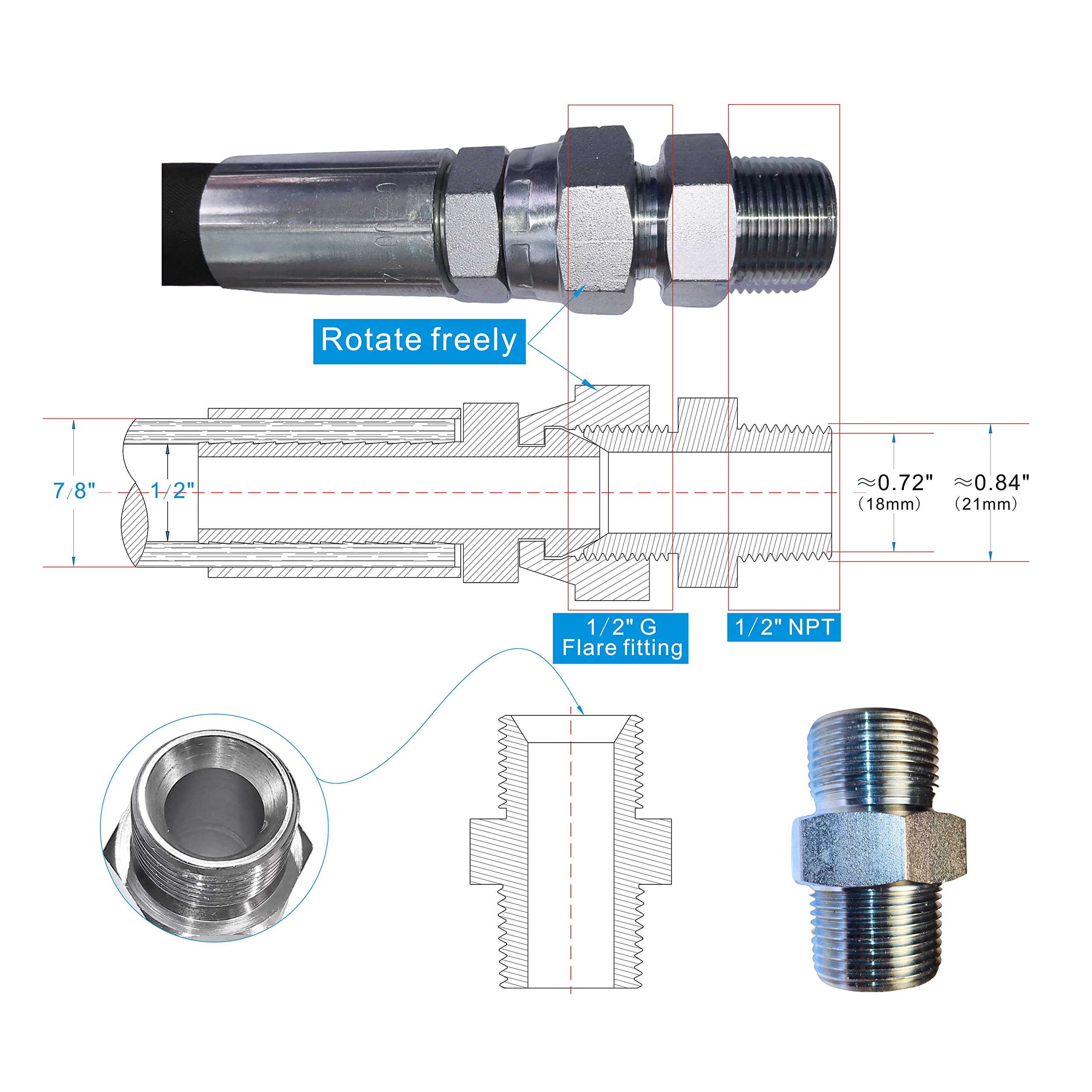 Tubo Flessibile Compressore 450 PSI - 50.8 Cm Acciaio Inox 399°C - Foto 9