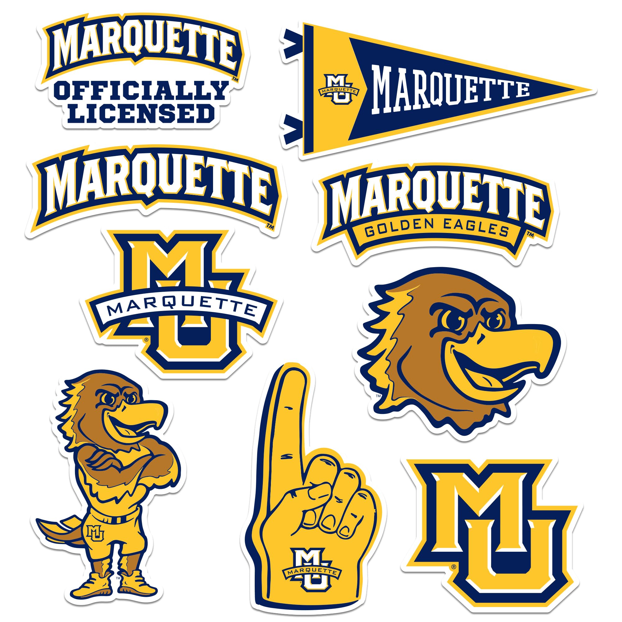 Marquette University 8ct Vinyl L Deluxe Stickers, Indoor/Outdoor, Set of 8