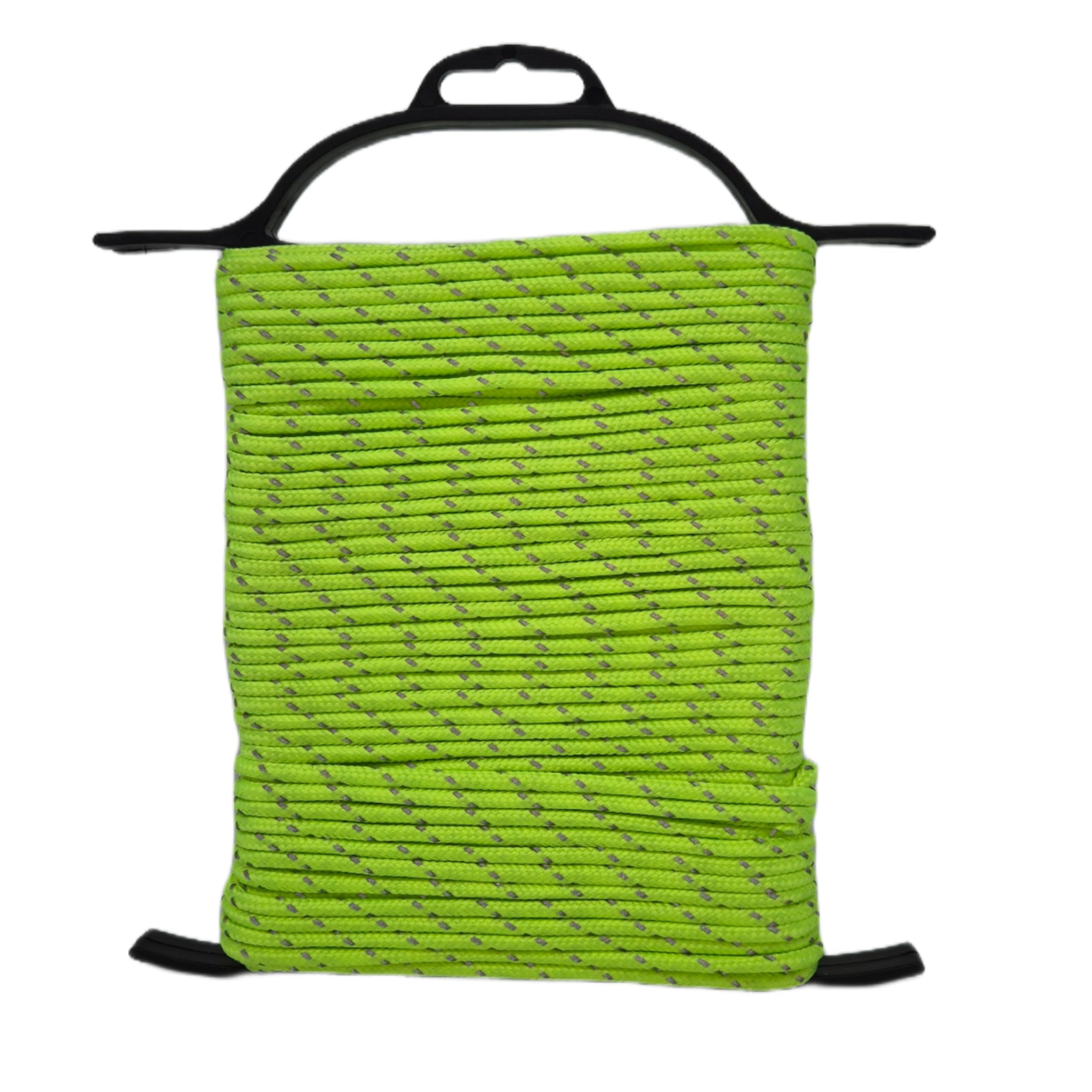Esw Leisure Multicolor Guyline Rope For Tents Awning Camping Strong Lightweight Paracord Guy Ropes Guy Lines Outdoor Umbrella Bivvy Caravan Gazebo Cord Line (Fluorescent Green With Reflective Strip, 25 Metres)