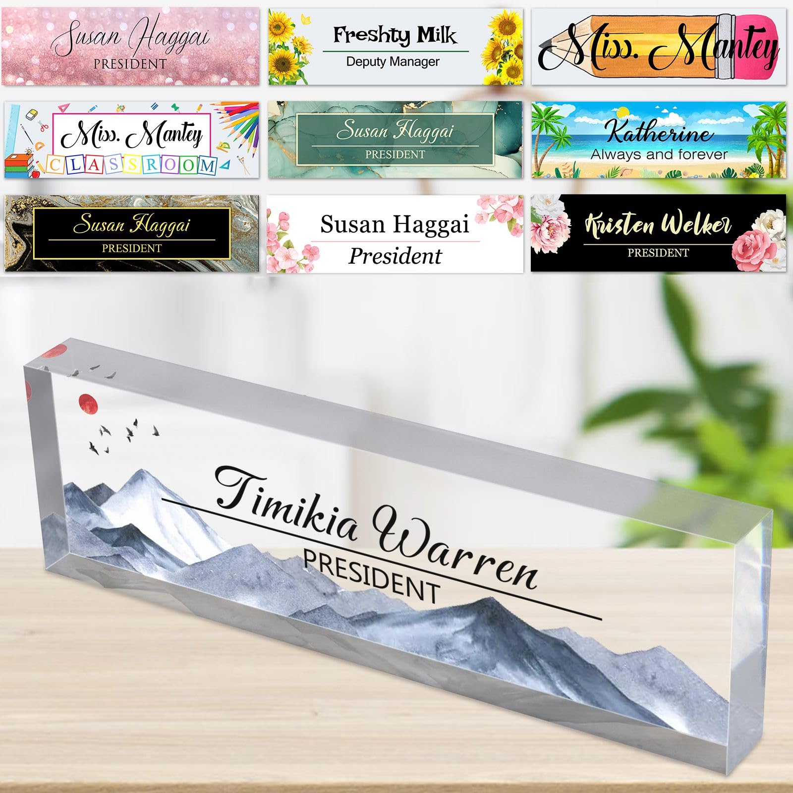 Acrylic Name Plate for Desk Personalised Custom Nameplates Bulk for Office Teacher Classroom Men Women Nurse Gifts
