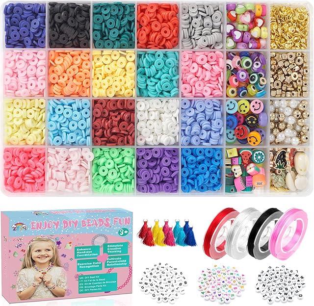 ZFYQ Clay Beads for Jewelry Making Bracelet Kit, 5800pcs Colorful Number Alphabet Beads for Jewelry, Bracelets, Necklaces and Earrings DIY Creative Handicrafts