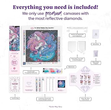 DIAMOND ART CLUB Aurora the Unicorn Diamond Painting Kit, Fun DIY Crafts for Adults, Round Diamond Art Canvas, 13 x 13 (33 cm x 33 cm)