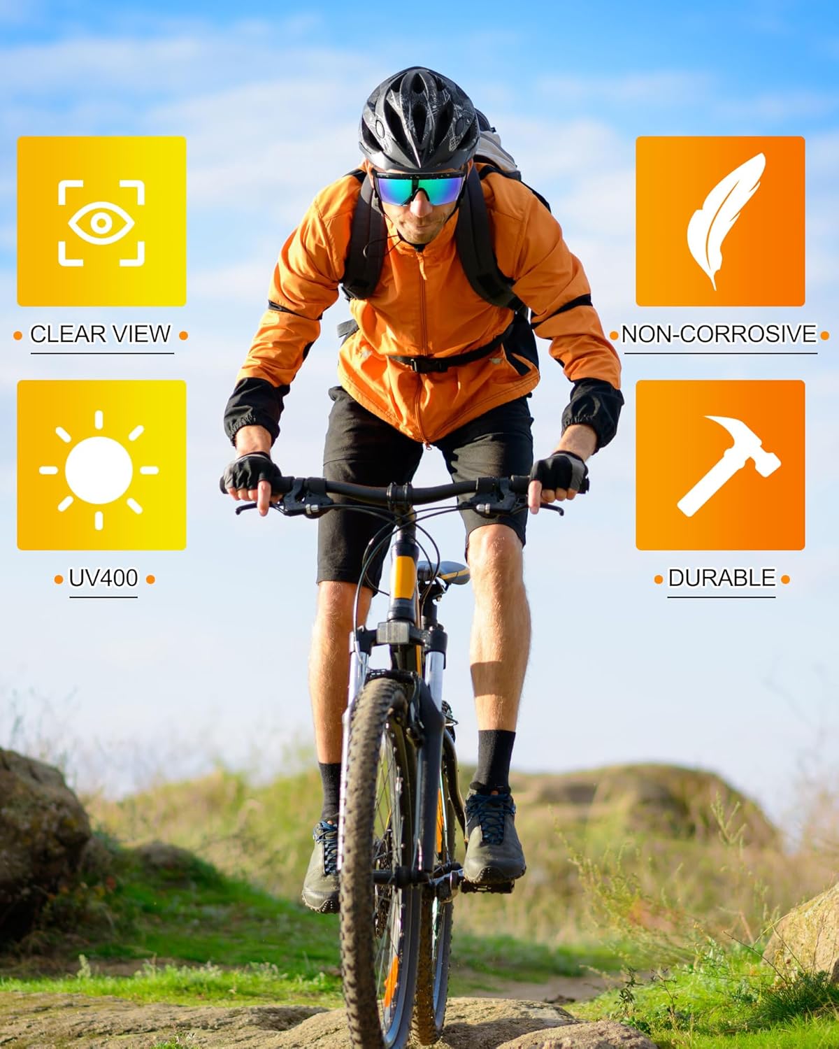 Frienda 3 Pairs Retro Semi Rimless Sunglasses 80s 90s Zigzag Sunglasses Colored Transparent Lens Glasses for Men Women - Image 4