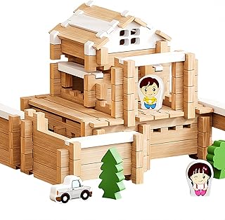 105Pcs Wooden Building Blocks Construction Set for Kids Ages 3-8,Prescho...