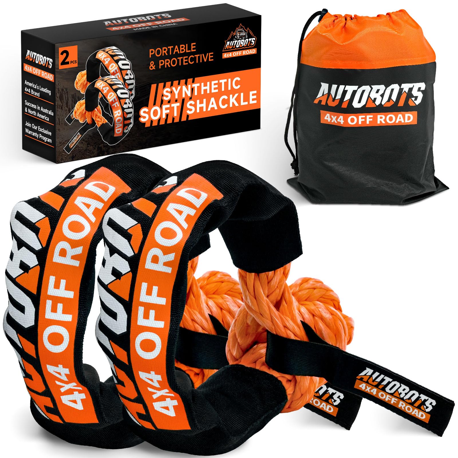 AUTOBOTS Soft Shackle 3/4" x 24" Soft Shackles for Recovery 2-Pack