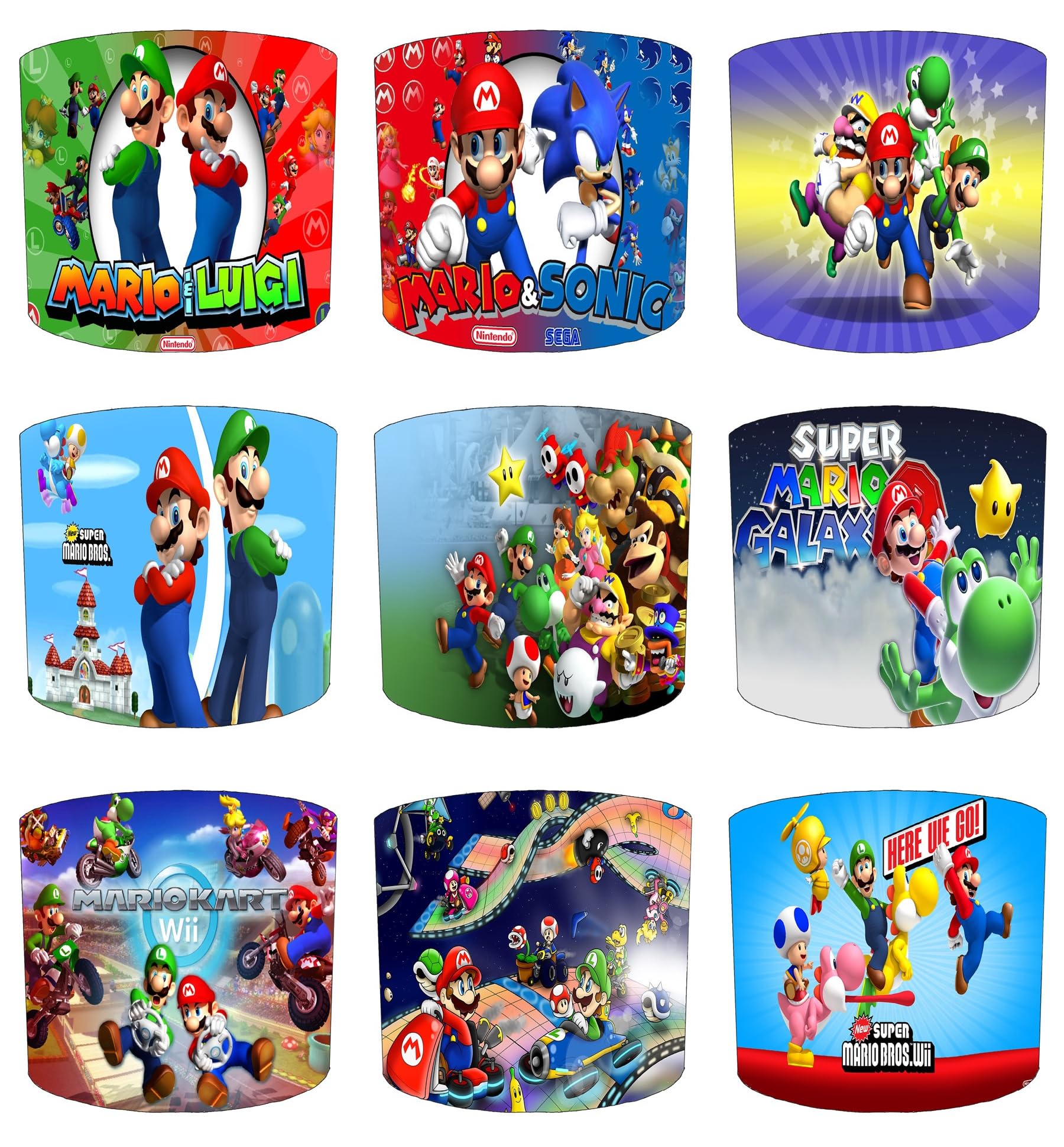Gaming Gamer Mario Childrens Lampshade in 9 Designs and 3 Sizes for Ceiling Light Shade Pendant or Table Lamp Super Kart