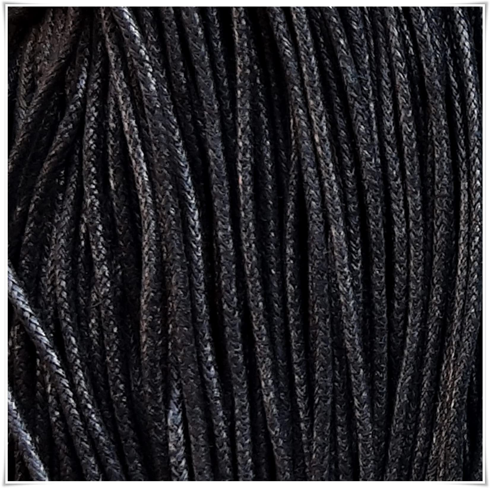 2mm x 18m Waxed Cotton Cord for Jewellery Craft Making Bracelet Necklace String,Seller Uk (Black)