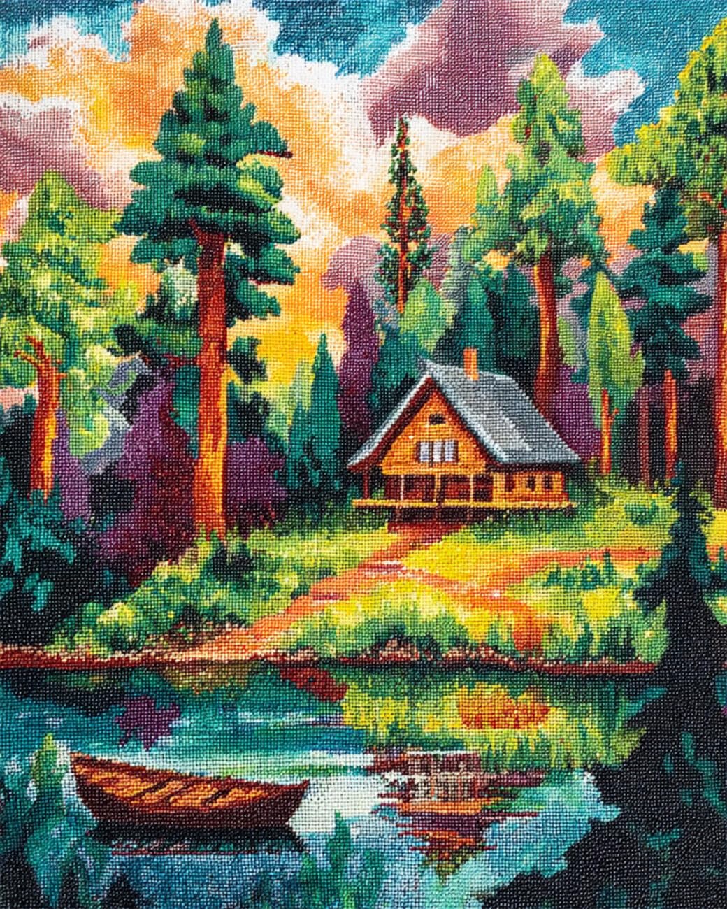 Rkflgew C Diy Seed Bead Embroidery Kits Olorful Forests 30X40cm