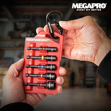 MegaPro 9BP-I-HNDA 2 Impact Nutsetter Set Imperial (1/4, 5/16, 3/8,7/16,1/2)