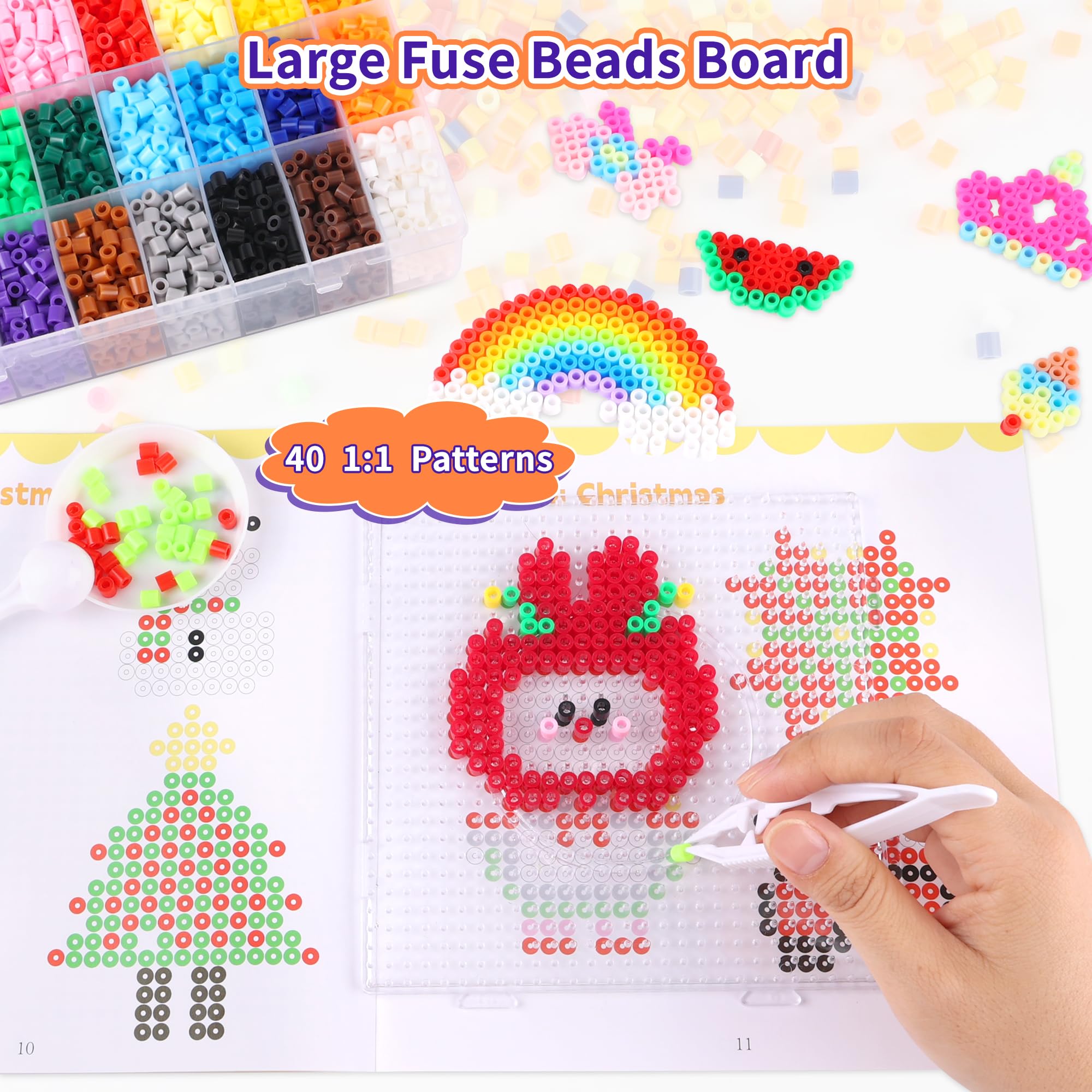 Kit de Perlas de Fusión 5mm, Paillettes para Planchar en 24 Colores, Set de Perlas de Hierro con Mini Plancha y Papeles para Planchar DIY Manualidad Regalo para Niños